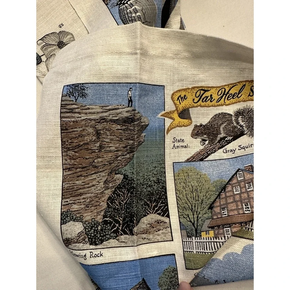 VTG  Linen Souvenir North Carolina‎ Kitchen Dish Tea Towel 26x16 NWT Stevens